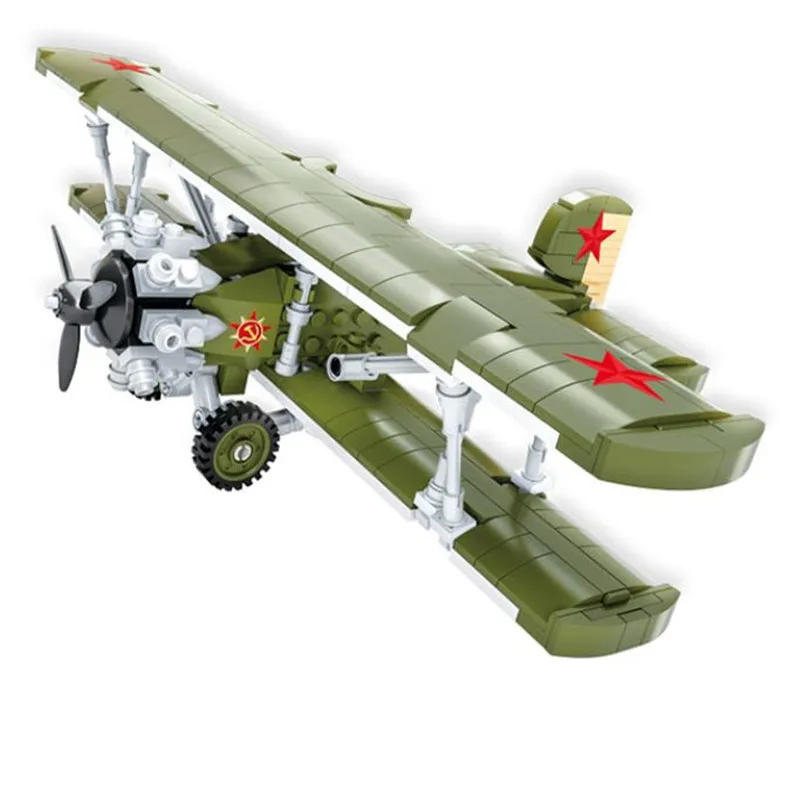 

World War Soviet Union II I-16 Fighter Model Building Blocks WW2 Military Toys Bricks Christmas Gift For Children