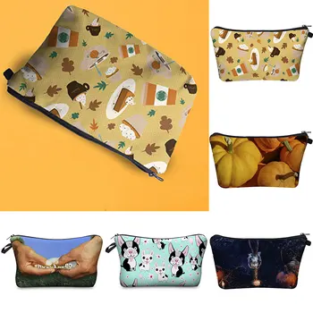 

Zipper Makeup Cosmetic Bag Polyester 3D Printing Cartoon Women Toiletry Tool Travel Storage Organizer Bag Multicolor Beauty Case