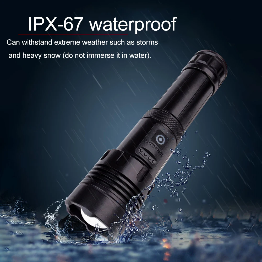 고출력 XHP160/360 + COB 사이드 라이트, 슈퍼 브라이트 손전등, 7 가지 모드, IPX67 방수, 강력한 USB 충전식 토치