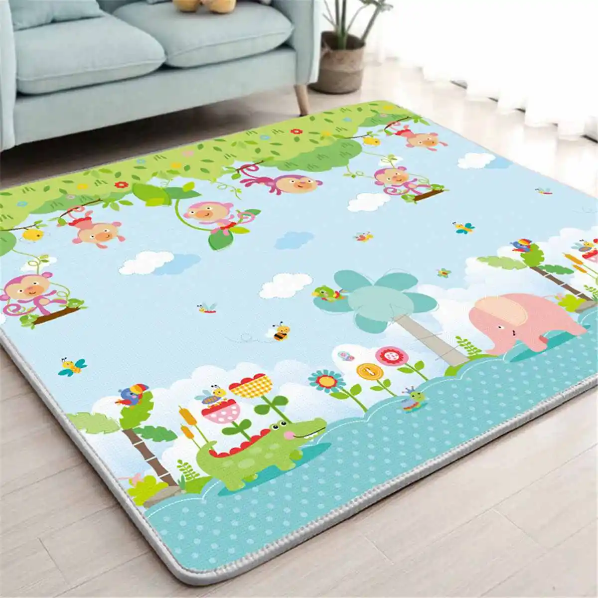 

Baby Climbing Play Mat 200x180cm Foldable Children Mat Thickened Nursery Room Crawling Pad Game Blanket Baby Carpet Waterproof