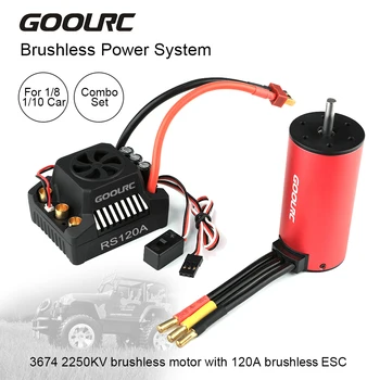 

GoolRC 3674 2250KV Brushless Motor 120A ESC Brushless Electronic Speed Controller 6V/3A BEC for 1/8 1/10 RC Car Parts