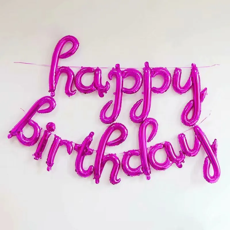 13pcs/lot 18inch Rose Gold Happy Birthday letter Foil balloons Adult Baby Birthday Party Decor Supplies Alphabet Air Banner