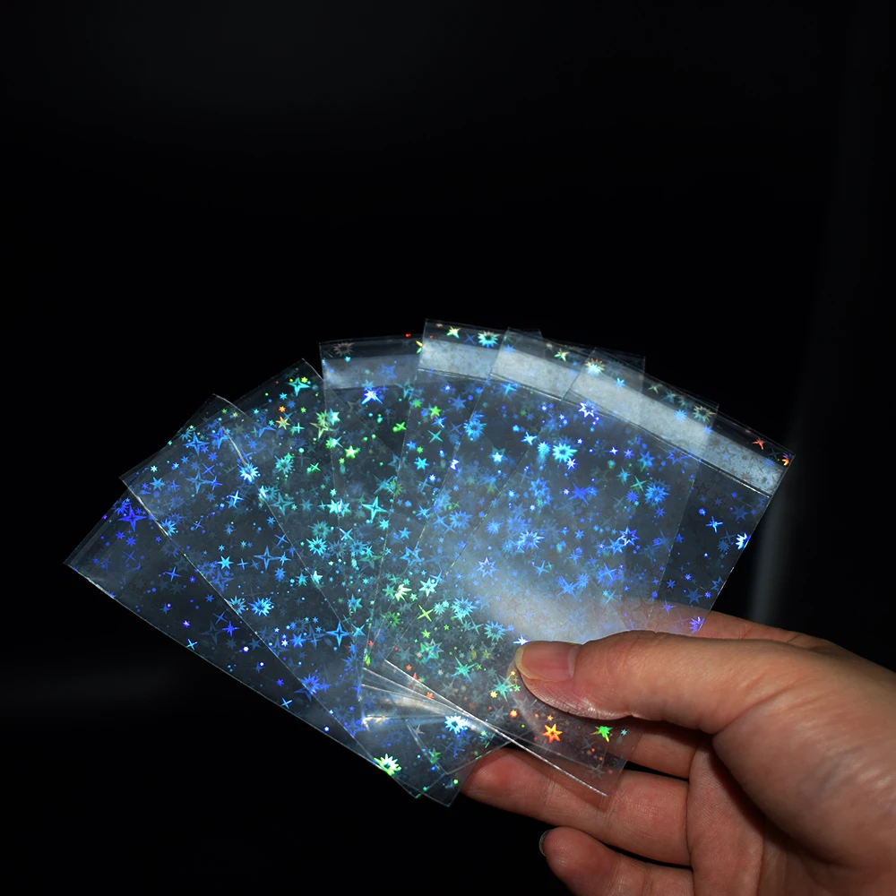 100Pcs Tarot Foil YGO Little Star Seal Laser Clear Sleeves Korea Idol Photo Holographic Protector Trading Card Cover | Спорт и