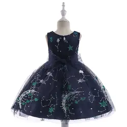 Высококачественное платье с цветочной вышивкой для девочек; От 3 до 8 лет; детское платье с цветочным узором для девочек
