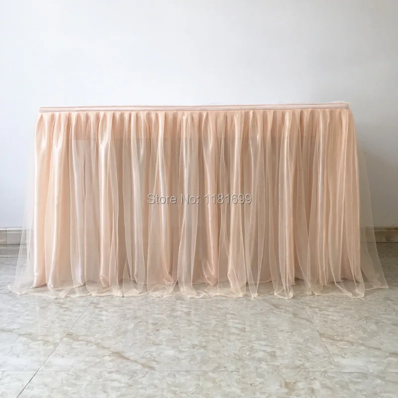 Wedding Decoration Dessert Table Check-in Table 2 Layers Skirt Birthday Party Tablecloth Accessories Sweets Decor