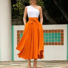 Повседневная юбка макси, Женская Элегантная стильная длинная юбка с поясом, Офисная Рабочая одежда, шикарная однотонная уличная одежда, вечерние юбки