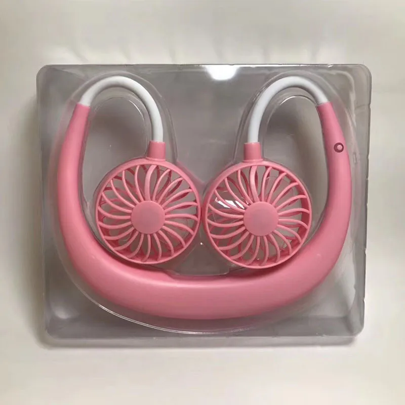 pink USB портативный вентилятор для шеи, подвесной перезаряжаемый мини-вентилятор для занятий спортом, 3 шестерни, кондиционер, регулируемый для дома - Цвет: pink