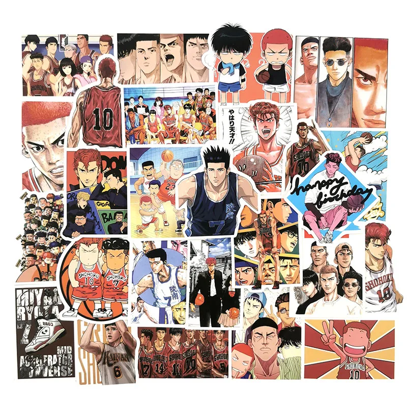 50 шт. классная аниме-мультяшная наклейка Slamdunk s для ноутбука, наклейка на холодильник, автомобиль, граффити скейтборд, водонепроницаемая DIY игрушка, наклейка для детей