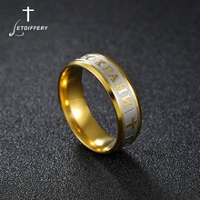 Letdiffery religieux russe anneau en acier inoxydable russe jésus croix anneau dieu sauver nous amulette anneau pour hommes femmes croix bijoux