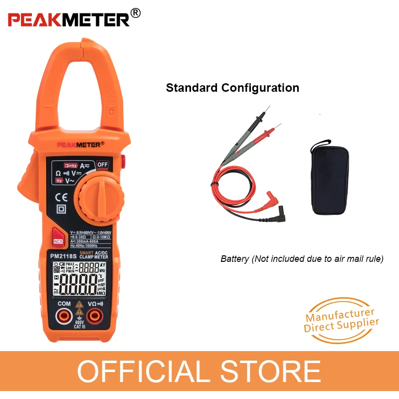 

PEAKMETER Portable AC/DC Clamp Meter Multimeter Smart AC Current Voltage Resistance Continuity Measurement Tester with NCV