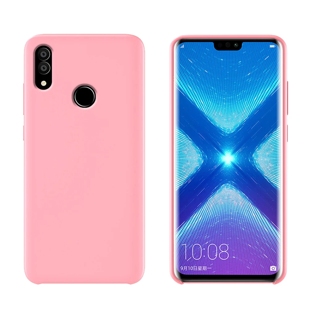 Розовый Для honor 8X чехол, мягкая Жидкая силиконовая задняя крышка для huawei honor 10 lite 8X20 pro, защитный противоударный чехол - Цвет: Розовый