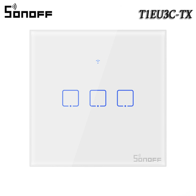 T0/T1/T2/T3 EU 1/2/3 Gang WiFi Smart Wall Touch Switch Smart Home Remote Control Via Ewelink APP/RF433/Alexa Voice/Touch