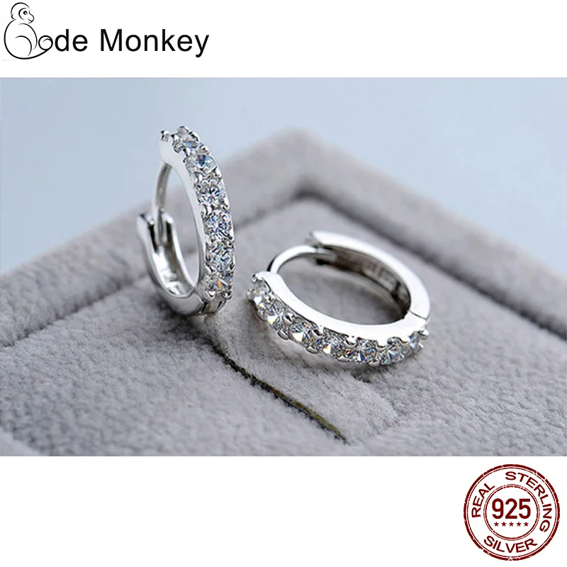 Circle-Earring Jewelry Crystal 925-Sterling-Silver Wedding-Party Codemonkey Women 