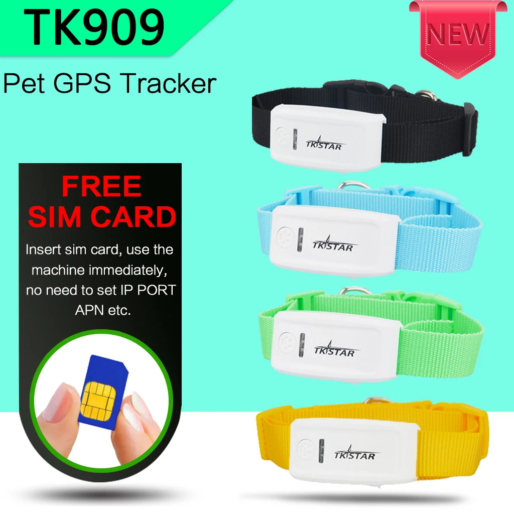 TK909 GPS Tracker for Kids Pet Animal global mini gps pet tracker waterproof long battery gps locator colorful pet collar choose