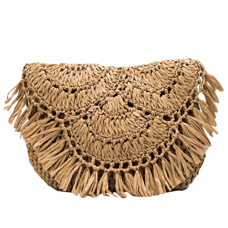 Light Brown Летние веревочки крючком цветок соломенная сумка дамская сумочка из ротанга бамбуковая сумка на плечо Повседневная пляжная сумка дамская сумочка - Цвет: Light Brown