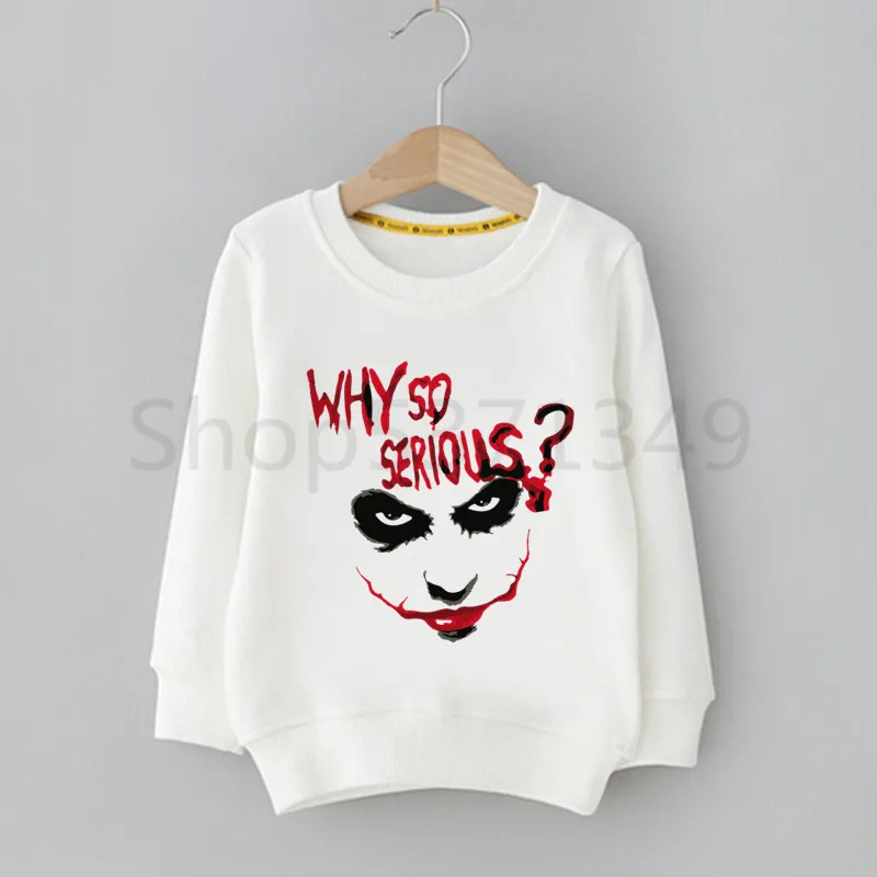 Толстовка с принтом «Joker Joaquin Phoenix Why So Serious» для детей; толстовки с капюшоном; модные толстовки с длинными рукавами для мальчиков и девочек; свитер в уличном стиле