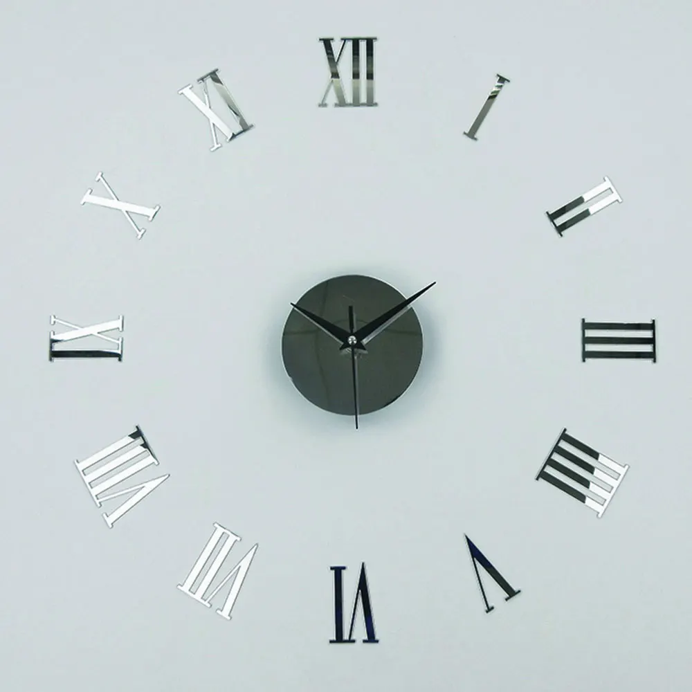 Металлические настенные часы с модным дизайном Римский Серебряный номер