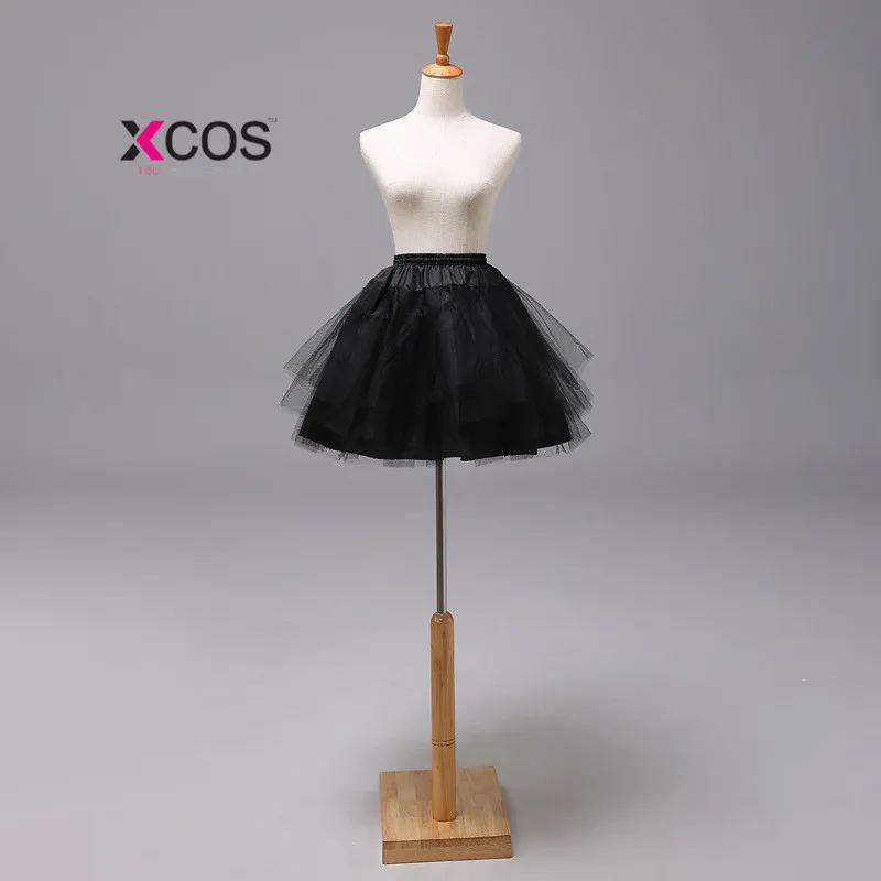 XCOS белые или черные короткие юбки из тюля с рюшами Короткие кринолиновые юбки для невесты jupon cerceau свадебные аксессуары - Цвет: Черный