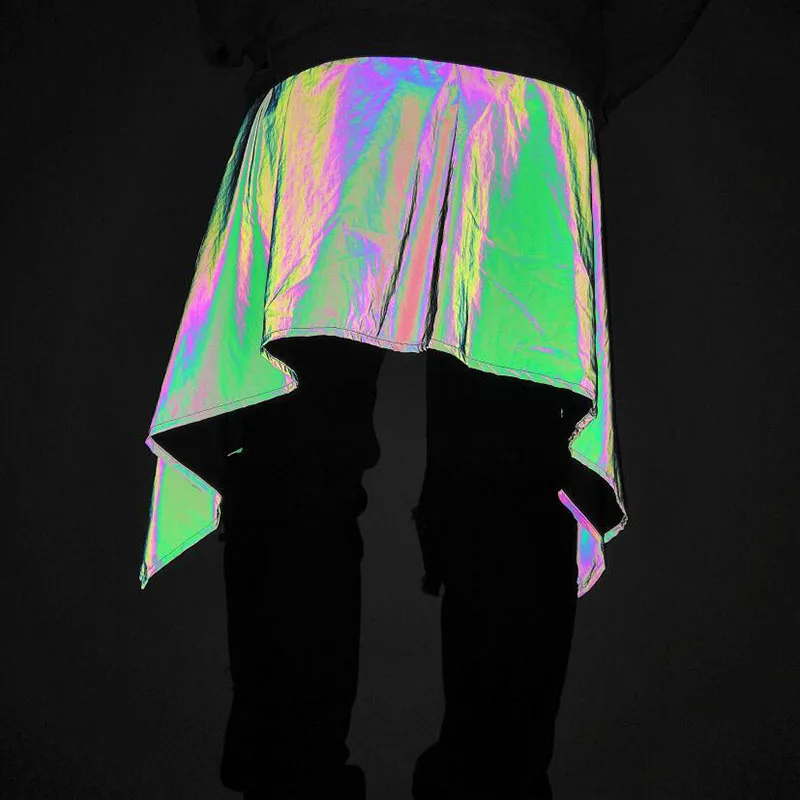 MenWomen Hip Hop Reflective Waist Pants Skirt Punk Style Fashion Dancer Jogger Streetwear Pants Skirts (4)