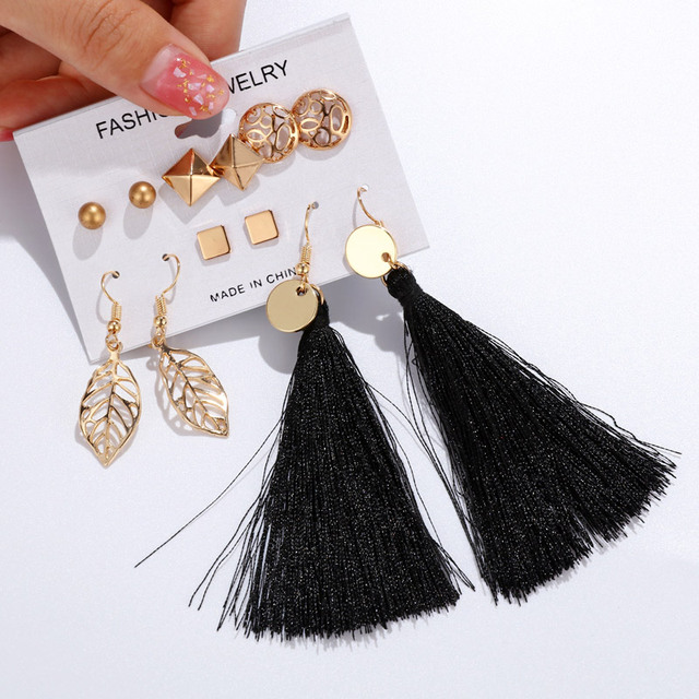 Tassel Earrings For Women Boho Acrylic Earrings Crystal Set Long Shell Stud Earring 2020 Brincos Female Fashion Jewelry