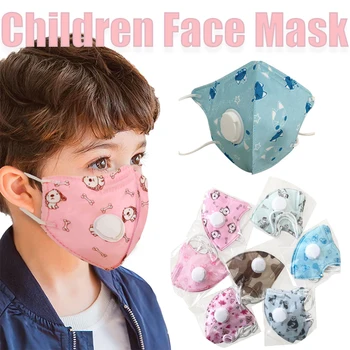 

5 Layer Cartoon Children Mouth Mask PM2.5 Kids Face Mask with Breath Valve Breathable Anti Dust Protective Masks for Boys Girls