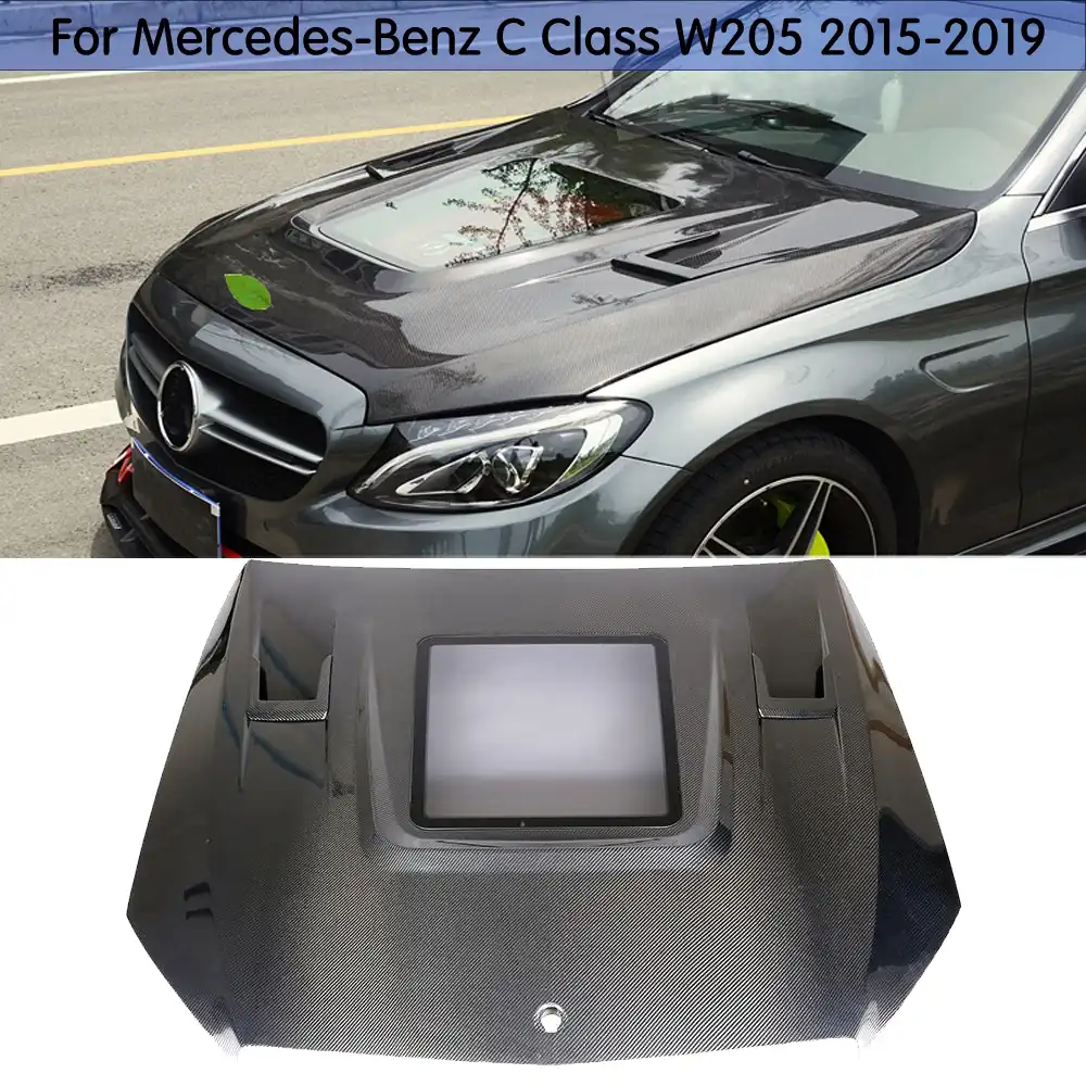 透明カーボンファイバーエンジンフード車のボンネットのためのメルセデスベンツw5 C63 Amg 15 18 Car Stickers Aliexpress