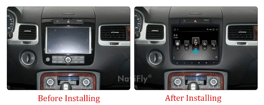 NaviFly Android 9,1 автомобильный мультимедийный плеер для Volkswagen Touareg 2012- Стерео Радио DVD gps навигация четырехъядерный HD 1024*600