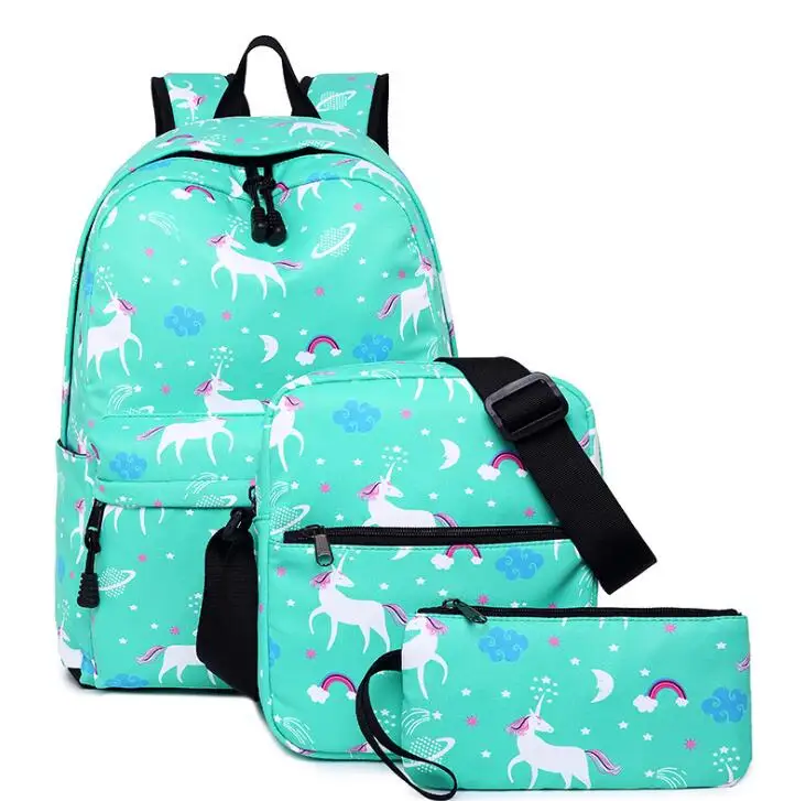 

3pcs set Cartoon Unicorn School Bag Set for Teenager Girls Boys Cute Student Schoolbags Primary Children Bookbag Mochila Escolar