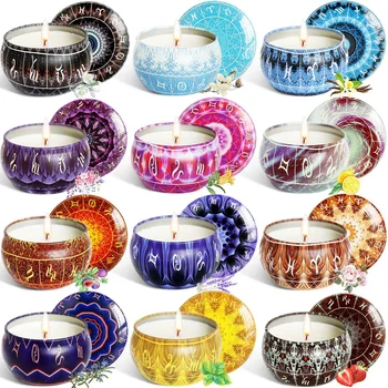 

Smokeless Candle Set 12 constellation Aromatherapy Candle Soybean Wax Added Plant Essential Oil Home Party Decoration Gift