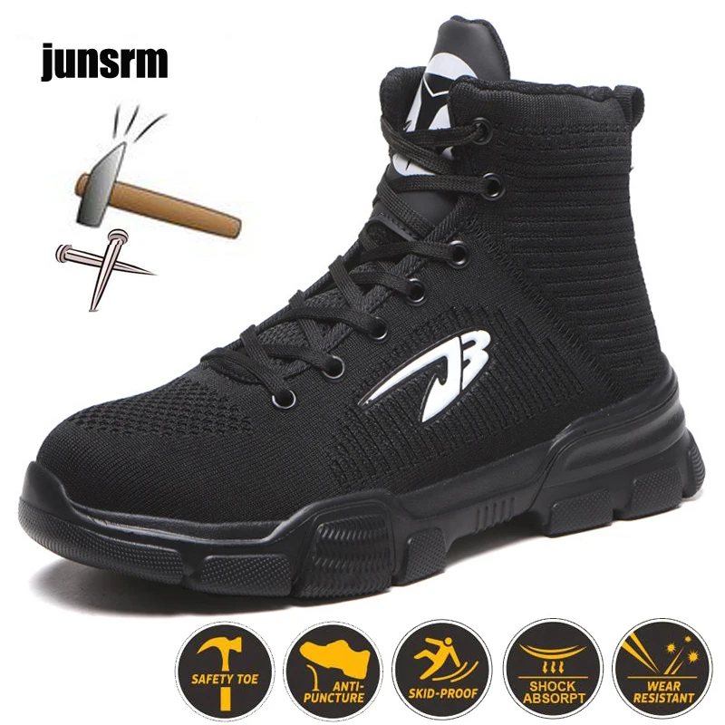 

Men's outdoor work shoes lightweight, non-odorous feet, winter safety boots, steel toe puncture protection, toes, wear-resistant