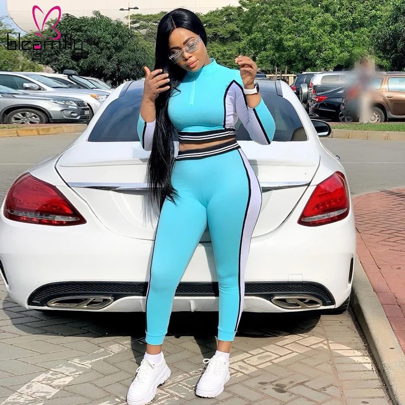 

Autumn Women's Set Tracksuits Full Sleeve Zipper Crop Top And Pencil Pants Suits Two Piece Sets Sporty Sweatsuit Casual Outfits