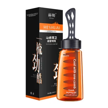 전문 헤어 왁스 젤 빗 포함, 오래 지속되는 푹신한 헤어 포마드 왁스 머드, 남성 헤어 크림, 살롱 스타일링 젤 도구, 2 인 1