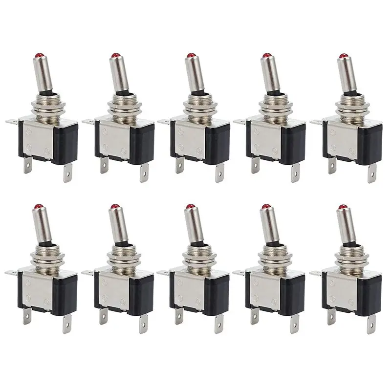 

10PCS 12V 20A LED Light Rocker Toggle Switch ON/OFF Toggle SPST Switch with Red Color for Car Truck Boat ATV