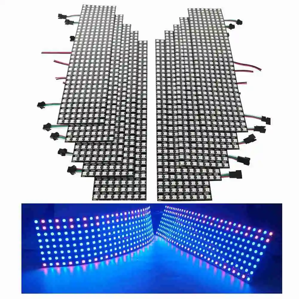1-10PCS WS2812b 8X32 Individually Addressable Led Panel 5050 RGB Screen Module 256 Pixels 3Pin Flexible Deformable Block DC5V led modules led module led panel light