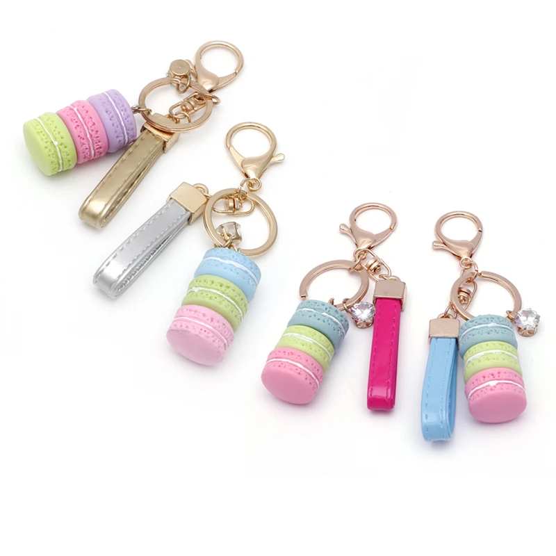 

Cute Girls Macaron Keyring Cake Keychain Metal Key ring Chain Keyfob Gift DXAA
