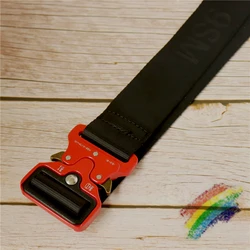 1017 ALYX 9SM Belt Men Women 1:1 High-Quality Rollercoaster Red Metal Buckle ALYX Belts Jacquard Logo Labeled