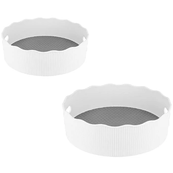 

2Pack Deep Spinning Lazy Susan,Food Condiment Storage Bin with Handles