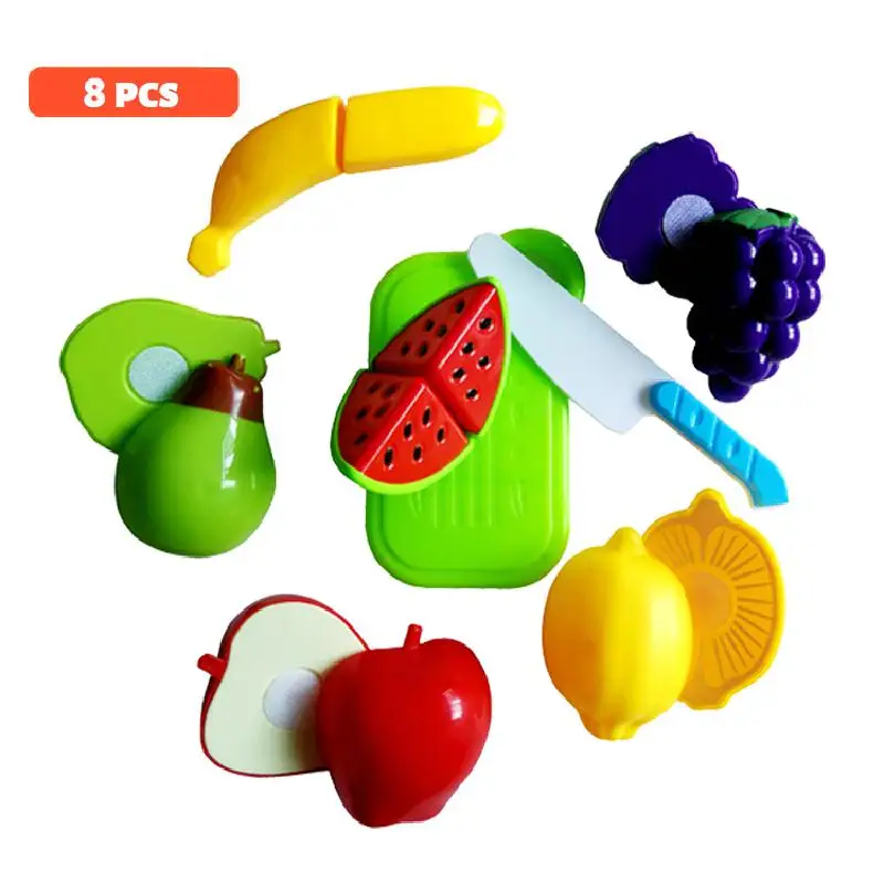 8pcs Holz Kochgeschirr Magnetic Cutting Obst Spielzeug Set Kinder Küche 