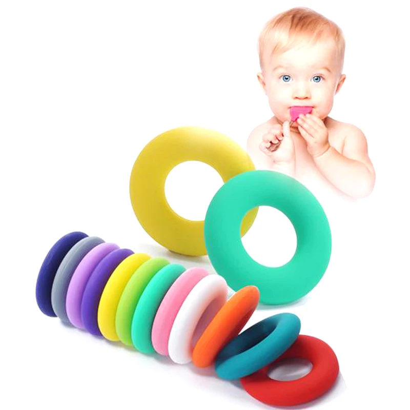 

10 Pcs Donut Silicone Beads Baby Pendant Teether Necklace Chewing Colorful Baby Toy Chewable Jewelry Pacifier Clip Holder