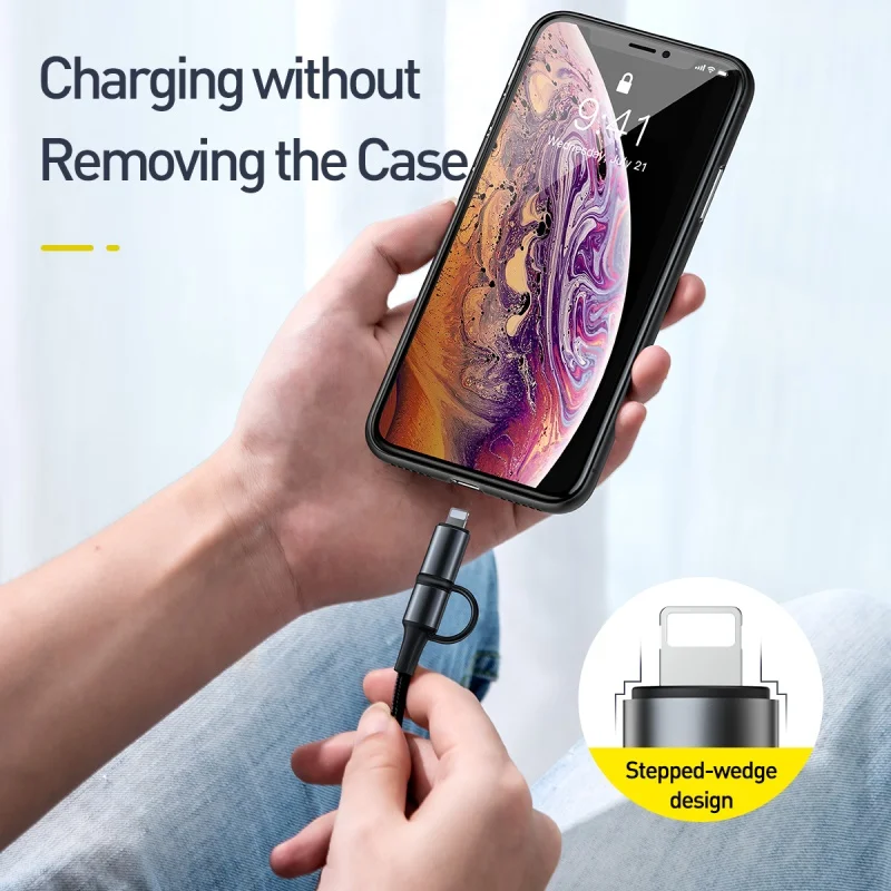 Кабель Baseus 2в1 usb type C и кабель для быстрой зарядки PD iPhone USB Apple Lightning|Кабели