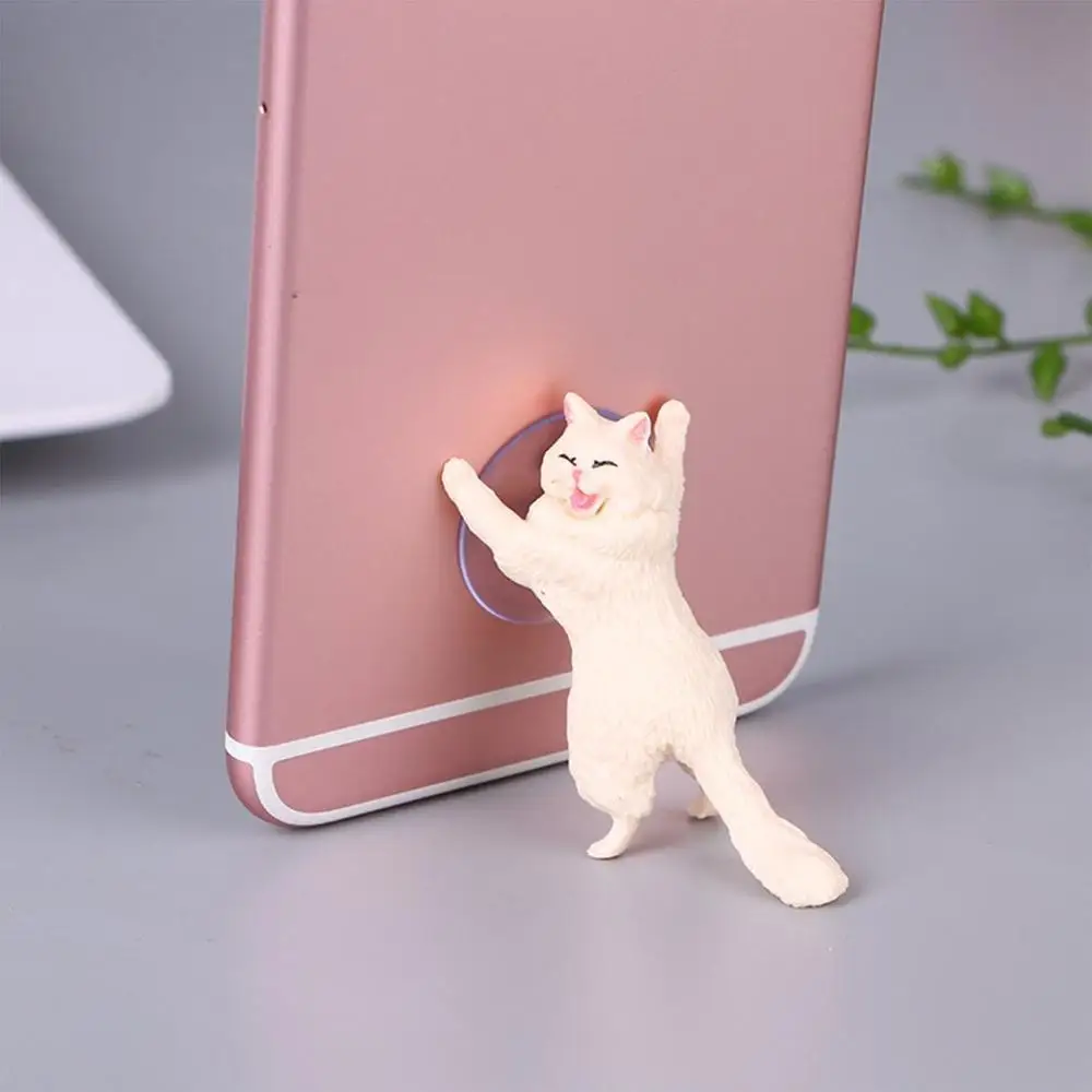 Универсальный держатель для телефона милый кот поддержка смолы держатель для мобильного телефона Подставка присоски планшеты стол присоска дизайн держатель для смартфона - Цвет: White