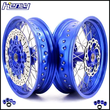 

3.5/4.25 SUPERMOTO WHEELS RIMS SET FOR KTM SX SXF XCW XCF XC EXC EXCF 125-530 03-19 BLUE RIMS DISCS
