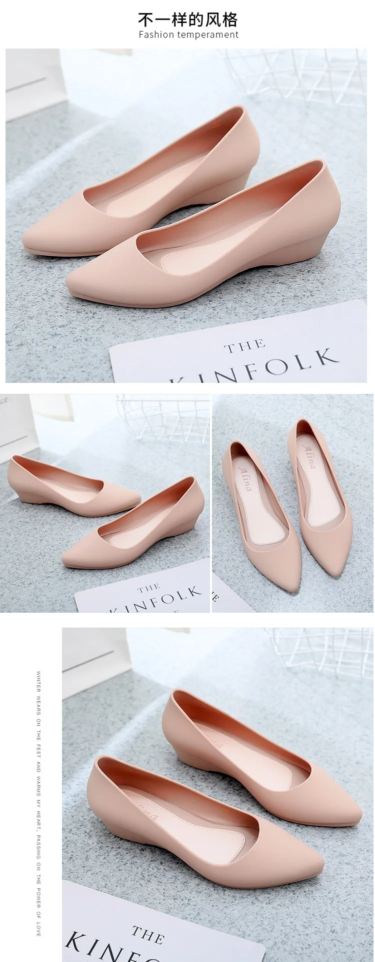 CXJYWMJL Autumn Fashion Low Heel Women Shoes Comfortable Wedge Heel Shoe Pointed Shallow Mouth Shoes Fashion Wild Female Shoe