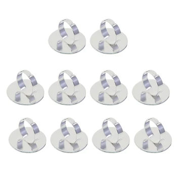

10pc Adjustable Ring Settings Blanks Round Ring Base DIY fit 25mm Cabochons