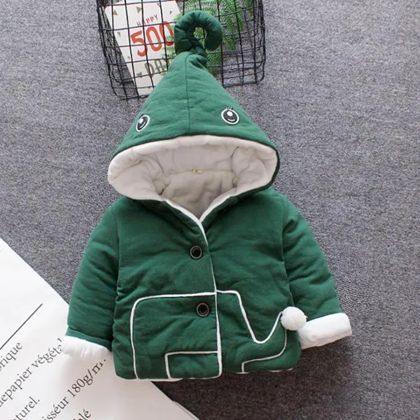 Пальто для новорожденных с капюшоном хлопковая зимняя куртка пальто для маленьких девочек теплая зимняя одежда для малышей 6-24 месяцев - Цвет: Green