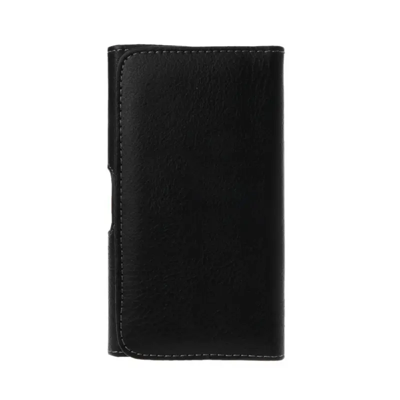 Universal Pria Hitam Leather Belt Sarung Klip Ponsel Kantong Horisontal Pinggang Casing untuk iPhone Samsung Huawei Xiaomi Ponsel