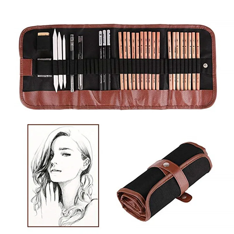 

MARCO 29 Pieces Sketching Pencil Drawing Pencil Set Case Profession Art Case-Piece Sketch Tool Bag