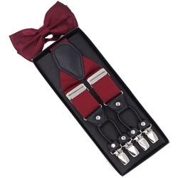 Men's Sling Clip Bow Tie Set Six Clips Suspenders Shoulder Straps Trousers Sling Set Heavy Duty Big Size Work Suspenders Men 007