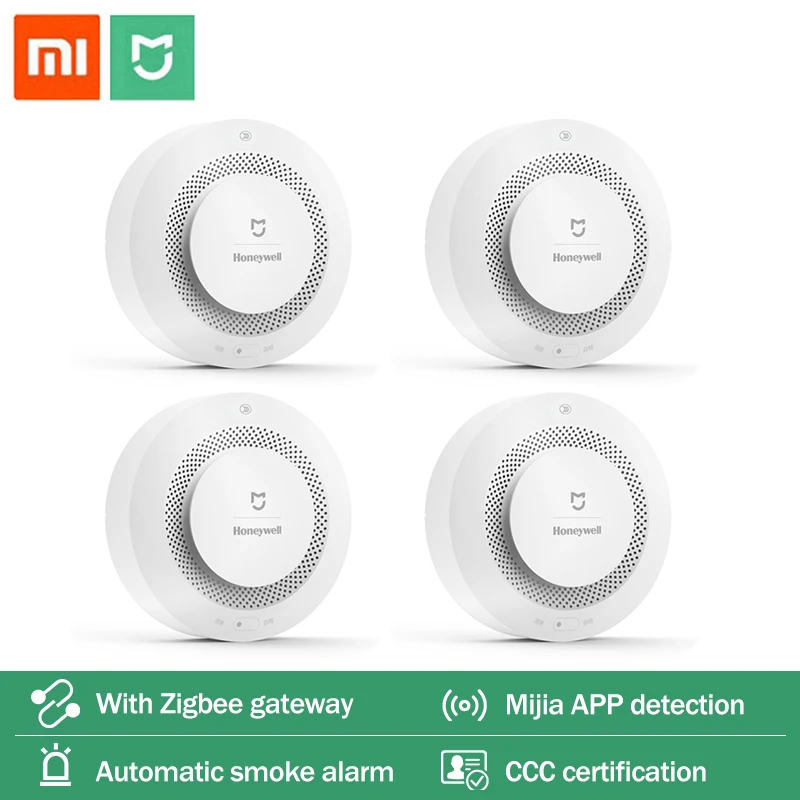 Датчик дыма для пожарной сигнализации Mijia Honeywell детектор газа работает с