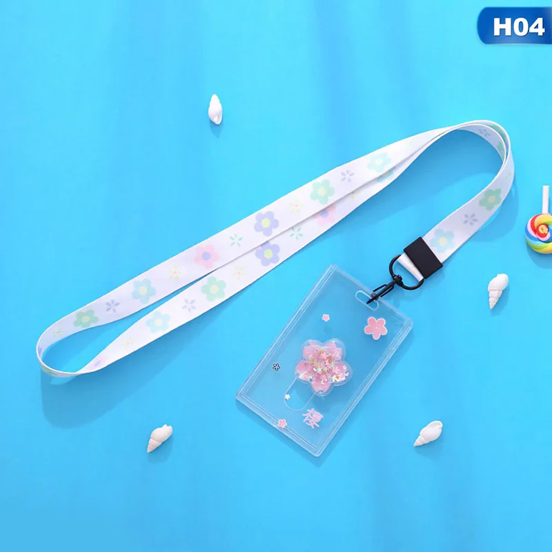 H04 1 шт. чехол для ID бейджа, прозрачный держатель для карт с ремешком, банковский кредитный держатель для карт, держатель для ID бейджа, аксессуары - Цвет: H04
